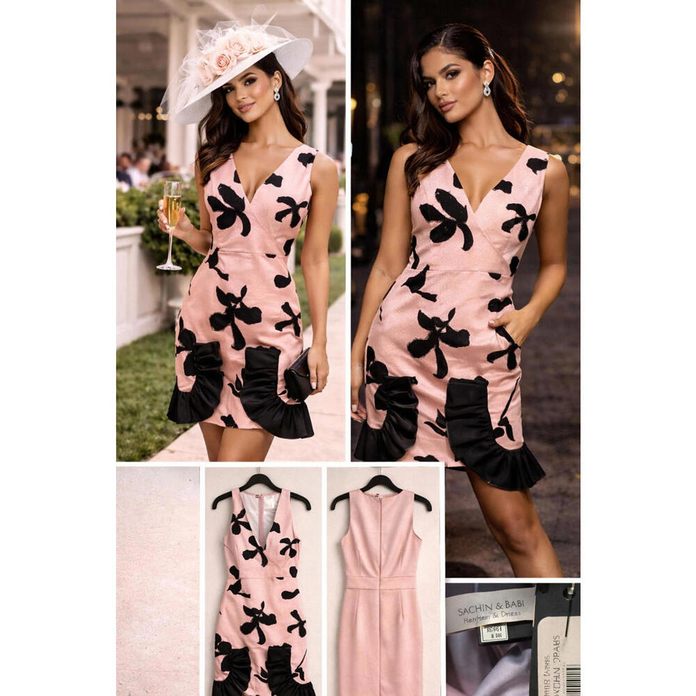 Sachin & Babi Heather Dress Blush Pink Abstract Size 8